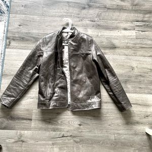 Custom leather jacket, grey brown, like new